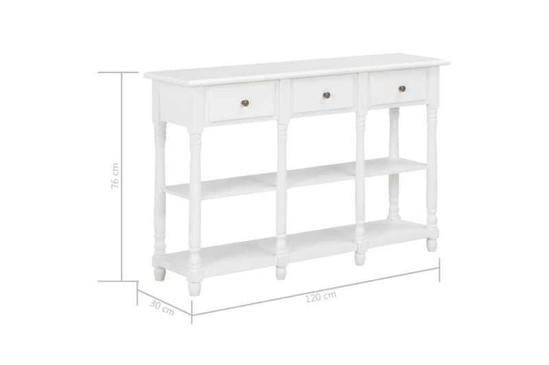 Konsollbord 120x30x76 cm MDF hvit - Møbler - Bord - Avlastningsbord - Konsollbord