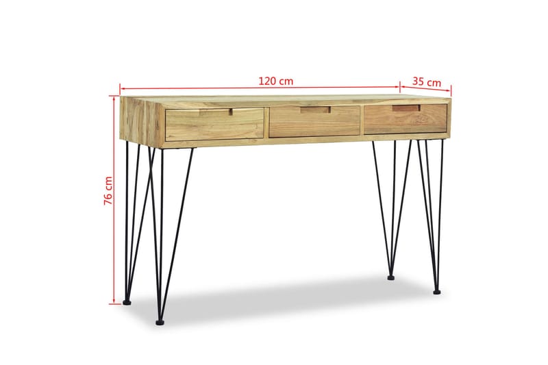 Konsollbord 120x35x76 cm massiv teak - Teak - Møbler - Bord - Avlastningsbord - Konsollbord