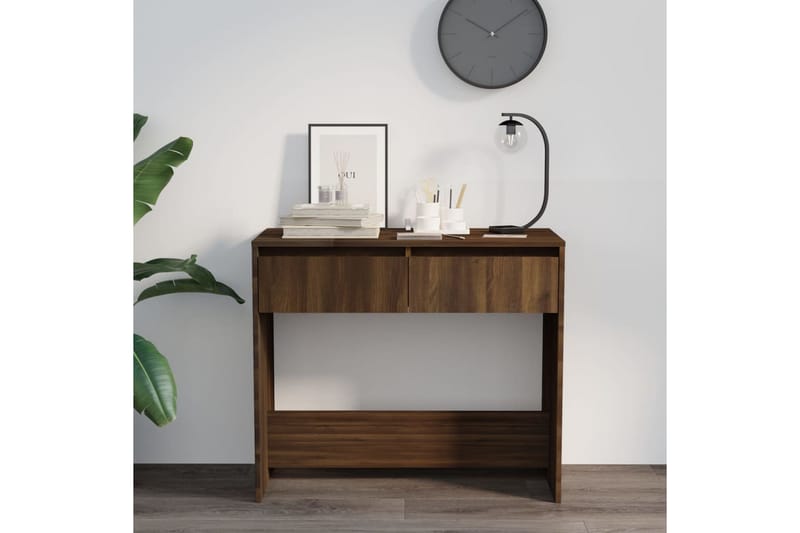 Konsollbord brun eik 89x41x76,5 cm stål - Brun - Møbler - Bord - Avlastningsbord - Konsollbord
