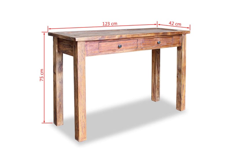 Konsollbord gjennvunnet heltre 123x42x75 cm - Resirkulert Tre - Møbler - Bord - Avlastningsbord - Konsollbord