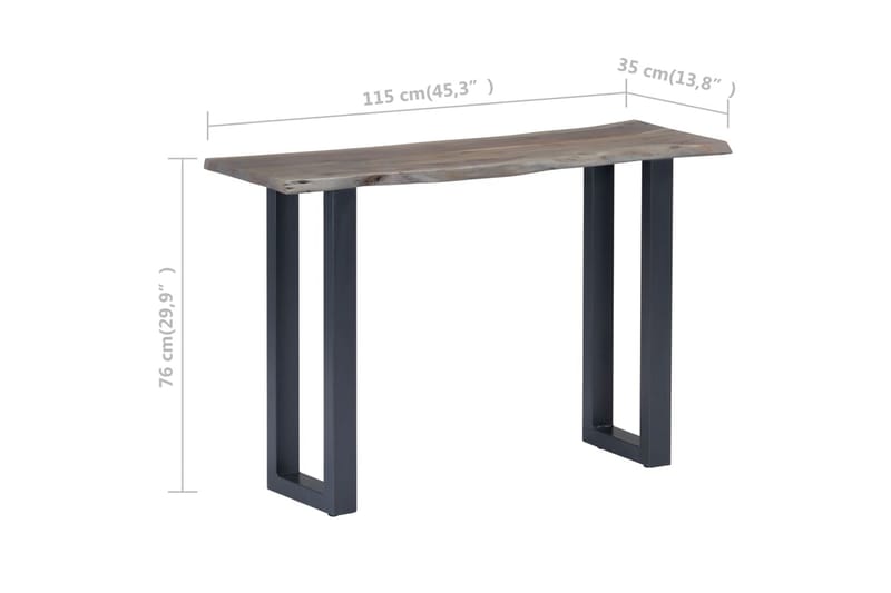 Konsollbord grå 115x35x76 cm heltre akasie og jern - Møbler - Bord - Avlastningsbord - Konsollbord