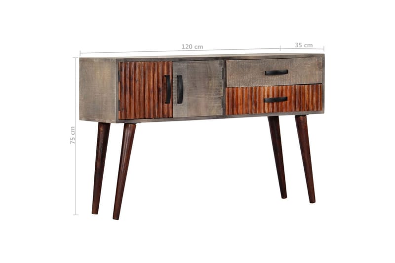 Konsollbord grå 120x35x75 cm grov heltre mango - Grå - Gangbord - Konsollbord