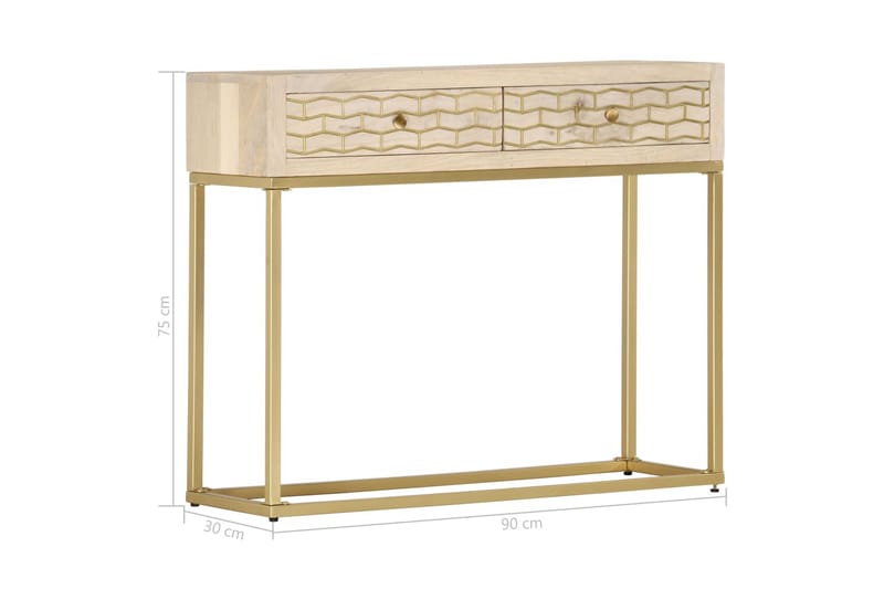 Konsollbord gull 90x30x75 cm heltre mango - Møbler - Bord - Avlastningsbord - Konsollbord