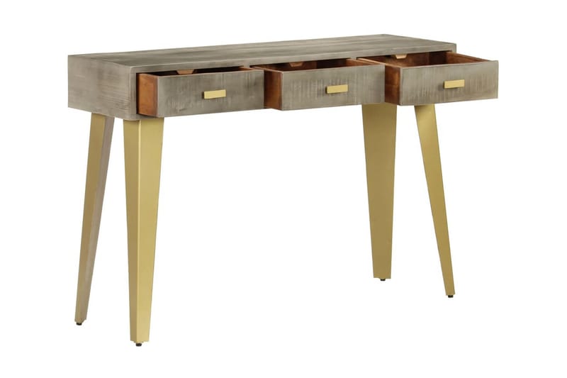 Konsollbord heltre mango grå med messing 110x35x76 cm - Møbler - Bord - Avlastningsbord - Konsollbord