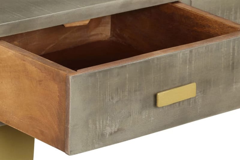 Konsollbord heltre mango grå med messing 110x35x76 cm - Gangbord - Konsollbord