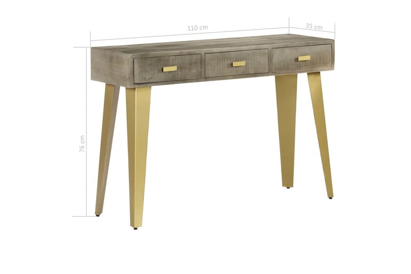 Konsollbord heltre mango grå med messing 110x35x76 cm - Møbler - Bord - Avlastningsbord - Konsollbord