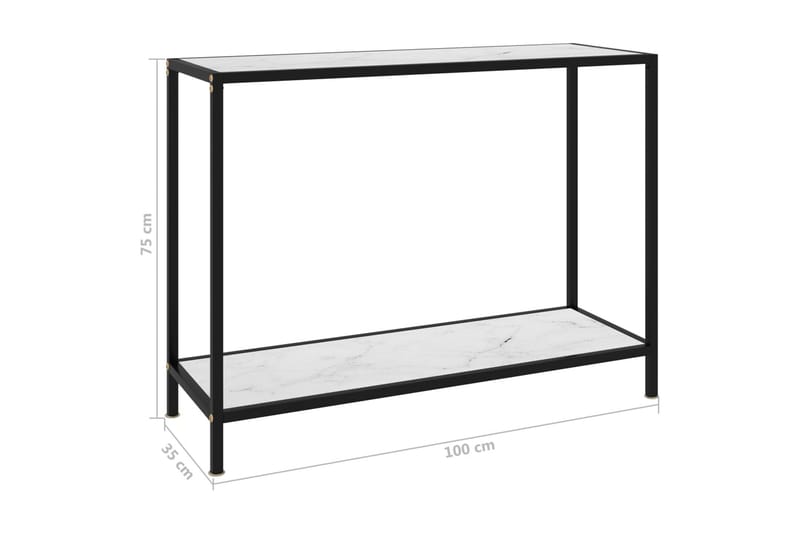 Konsollbord hvit 100x35x75 cm herdet glass - Hvit - Gangbord - Konsollbord