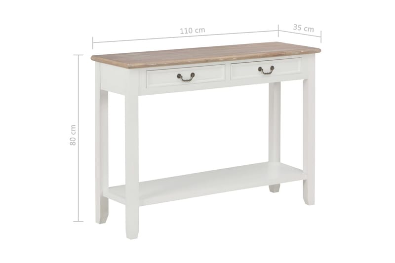 Konsollbord hvit 110x35x80 cm tre - Møbler - Bord - Avlastningsbord - Konsollbord