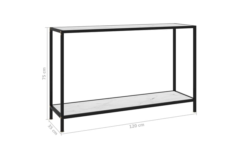 Konsollbord hvit 120x35x75 cm herdet glass - Hvit - Møbler - Bord - Avlastningsbord - Konsollbord
