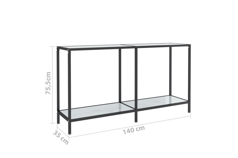 Konsollbord hvit 140x35x75,5 cm herdet glass - Hvit - Møbler - Bord - Avlastningsbord - Konsollbord