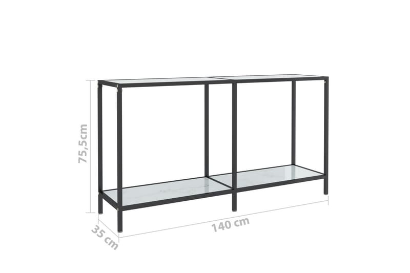 Konsollbord hvit 140x35x75,5 cm herdet glass - Hvit - Gangbord - Konsollbord