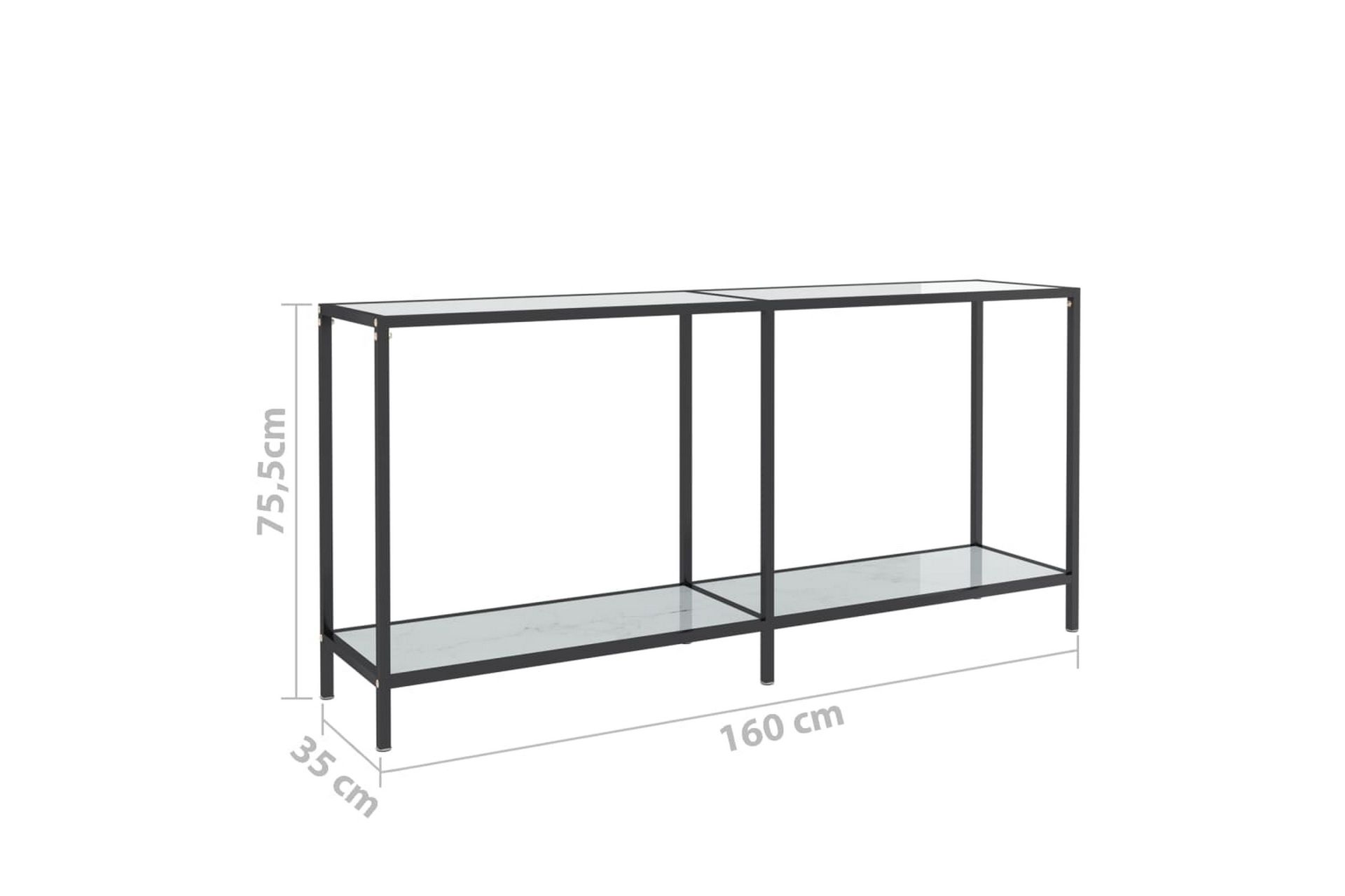 Konsollbord hvit 160x35x75,5 cm herdet glass - Hvit - Møbler - Bord - Avlastningsbord - Konsollbord