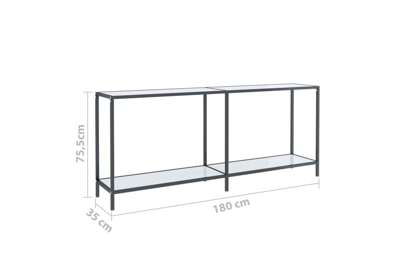 Konsollbord hvit 180x35x75,5 cm herdet glass - Hvit - Møbler - Bord - Avlastningsbord - Konsollbord