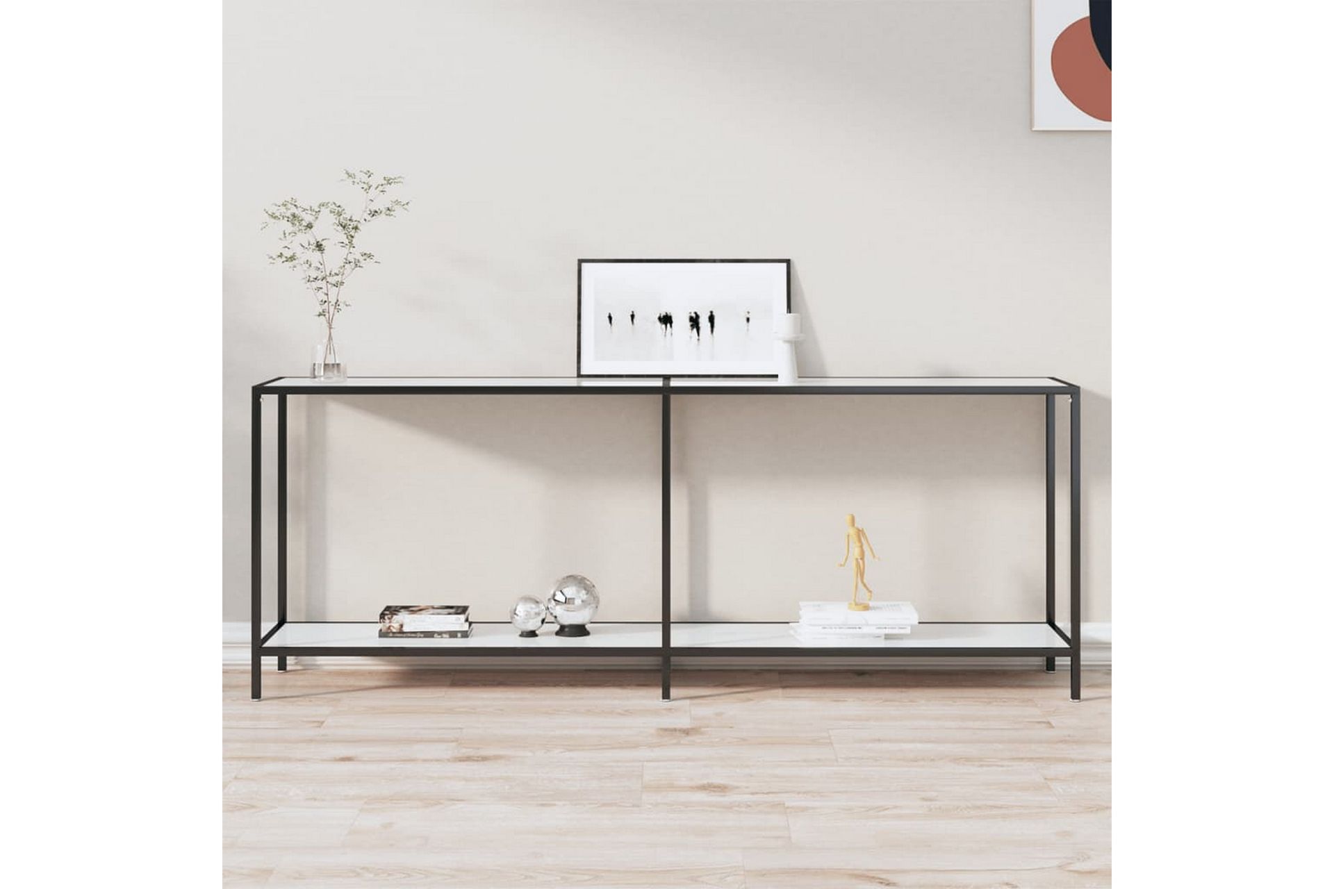 Konsollbord hvit 200x35x75,5 cm herdet glass - Hvit - Møbler - Bord - Avlastningsbord - Konsollbord