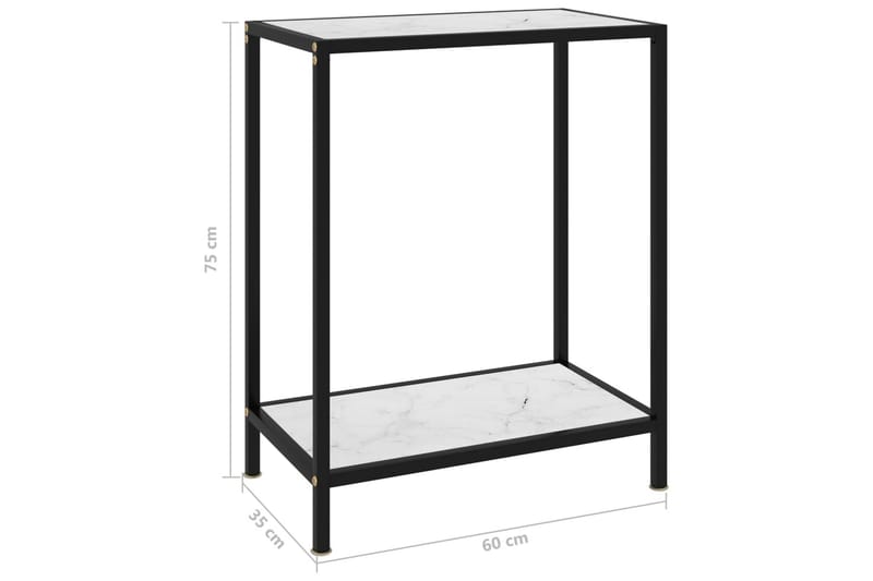 Konsollbord hvit 60x35x75 cm herdet glass - Hvit - Møbler - Bord - Avlastningsbord - Konsollbord