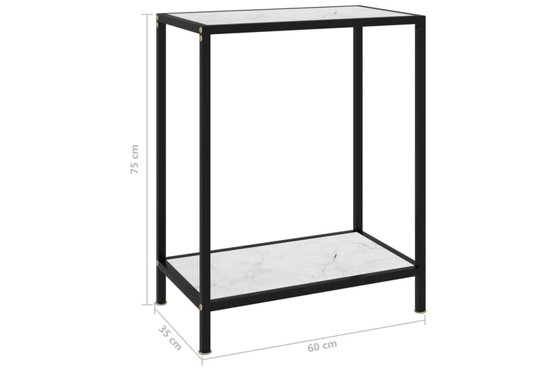 Konsollbord hvit 60x35x75 cm herdet glass - Hvit - Gangbord - Konsollbord