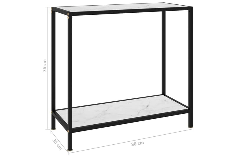 Konsollbord hvit 80x35x75 cm herdet glass - Hvit - Gangbord - Konsollbord