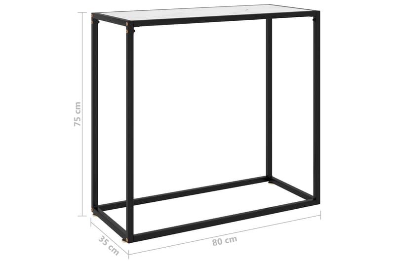 Konsollbord hvit 80x35x75 cm herdet glass - Hvit - Møbler - Bord - Avlastningsbord - Konsollbord