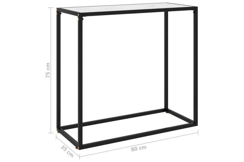 Konsollbord hvit 80x35x75 cm herdet glass - Hvit - Gangbord - Konsollbord