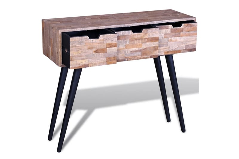 Konsollbord med 3 skuffer gjenvunnet tre teak - Resirkulert Teak/Svart - Møbler - Bord - Avlastningsbord - Konsollbord