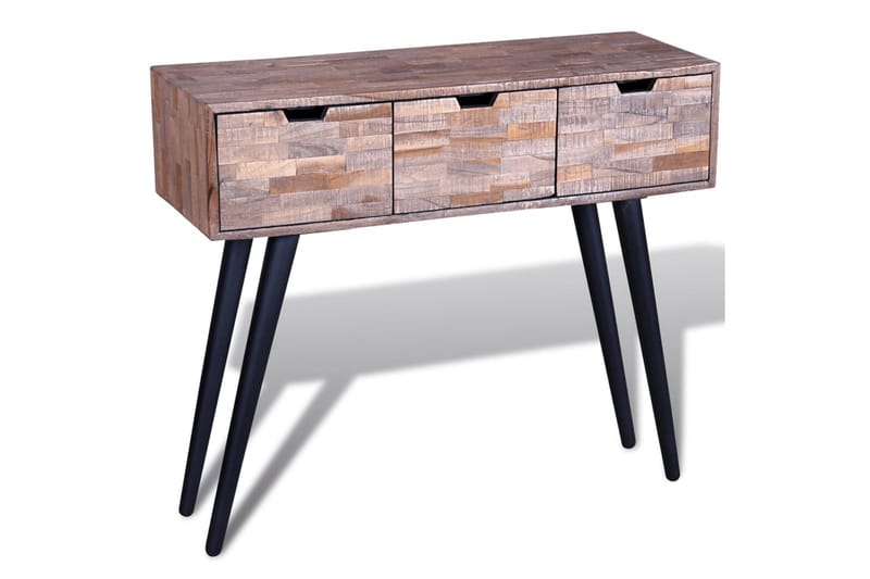 Konsollbord med 3 skuffer gjenvunnet tre teak - Resirkulert Teak/Svart - Møbler - Bord - Avlastningsbord - Konsollbord