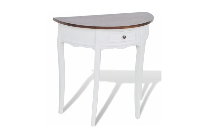 Konsollbord med skuff og brun bordplate halvsirkel - Hvit/Furu - Gangbord - Konsollbord