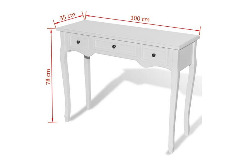 Konsollbord med tre skuffer hvit - Hvit - Gangbord - Konsollbord