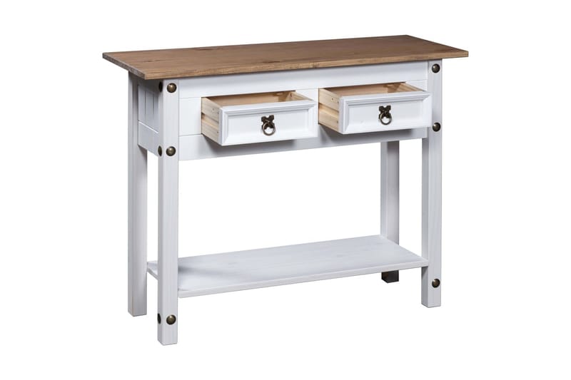 Konsollbord meksikansk Corona-stil furu hvit 90x34,5x73 cm - Møbler - Bord - Avlastningsbord - Konsollbord