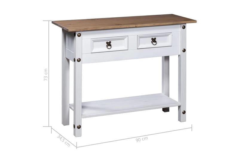 Konsollbord meksikansk Corona-stil furu hvit 90x34,5x73 cm - Møbler - Bord - Avlastningsbord - Konsollbord