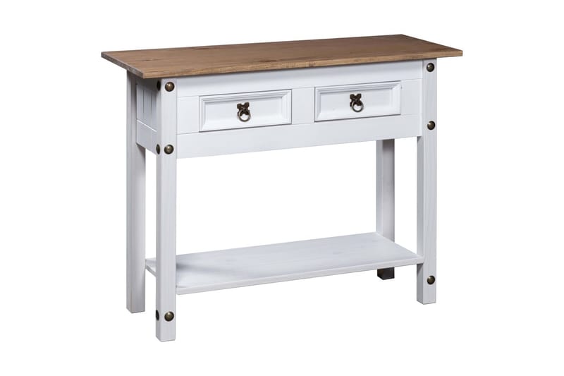 Konsollbord meksikansk Corona-stil furu hvit 90x34,5x73 cm - Møbler - Bord - Avlastningsbord - Konsollbord