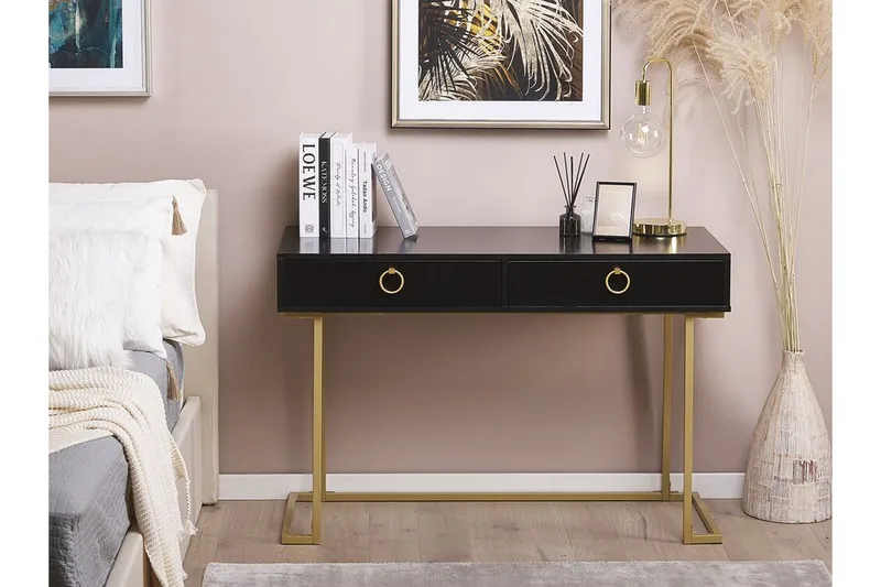 Konsollbord / skrivebord svart / gull WESTPORT - Svart - Møbler - Bord - Avlastningsbord - Konsollbord
