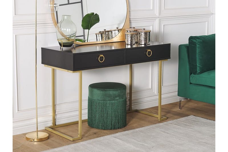 Konsollbord / skrivebord svart / gull WESTPORT - Svart - Møbler - Bord - Avlastningsbord - Konsollbord