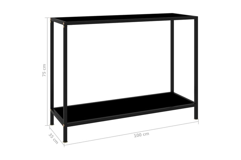 Konsollbord svart 100x35x75 cm herdet glass - Svart - Møbler - Bord - Avlastningsbord - Konsollbord