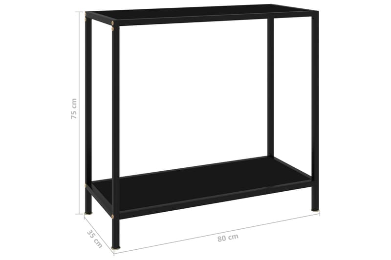 Konsollbord svart 80x35x75 cm herdet glass - Svart - Møbler - Bord - Avlastningsbord - Konsollbord