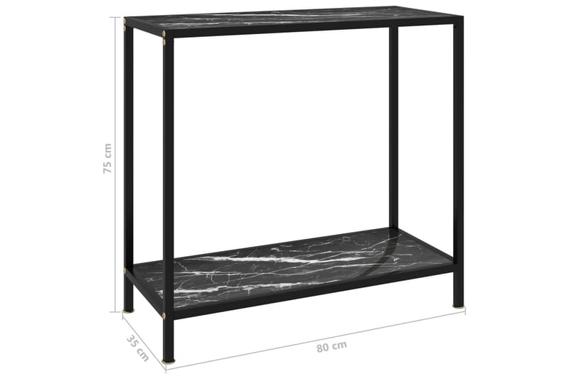 Konsollbord svart 80x35x75 cm herdet glass - Svart - Møbler - Bord - Avlastningsbord - Konsollbord