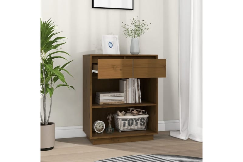 Konsollskap honningbrun 60x34x75 cm heltre furu - Brun - Møbler - Bord - Avlastningsbord - Konsollbord