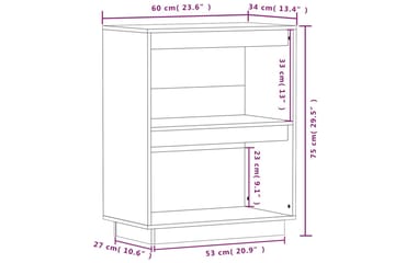 Konsollskap hvit 60x34x75 cm heltre furu - Hvit - Møbler - Bord - Avlastningsbord - Konsollbord