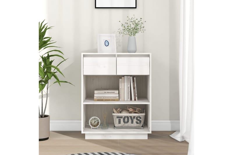 Konsollskap hvit 60x34x75 cm heltre furu - Hvit - Møbler - Bord - Avlastningsbord - Konsollbord