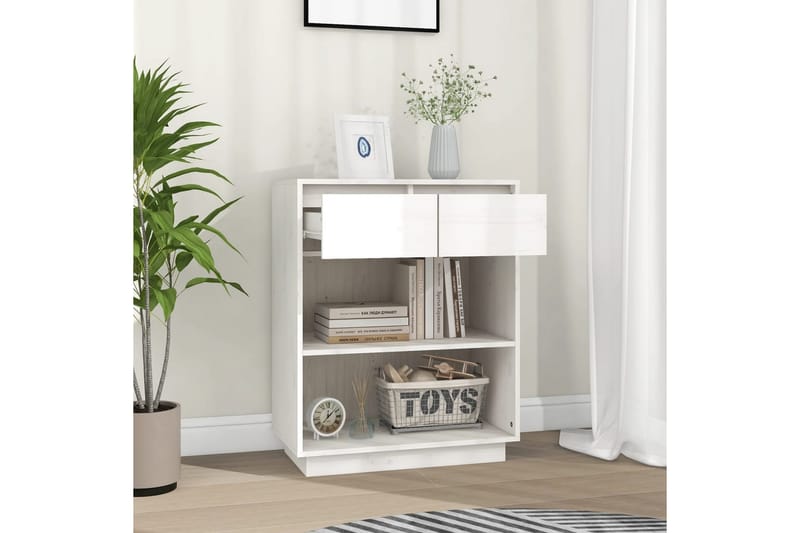 Konsollskap hvit 60x34x75 cm heltre furu - Hvit - Møbler - Bord - Avlastningsbord - Konsollbord