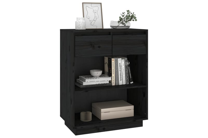 Konsollskap svart 60x34x75 cm heltre furu - Svart - Møbler - Bord - Avlastningsbord - Konsollbord
