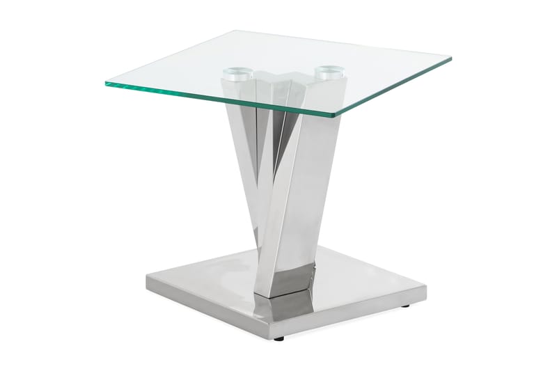 Laquetha Avlastningsbord 50 cm - Rustfritt stål /Glass - Gangbord - Konsollbord