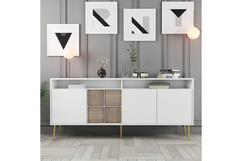 Lissione Konsollbord 180 cm, Gull/Hvit