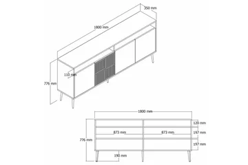 Lissione Konsollbord 180 cm - Gull/Hvit - Oppbevaring - Oppbevaringsmøbler - Sideboard & skjenker