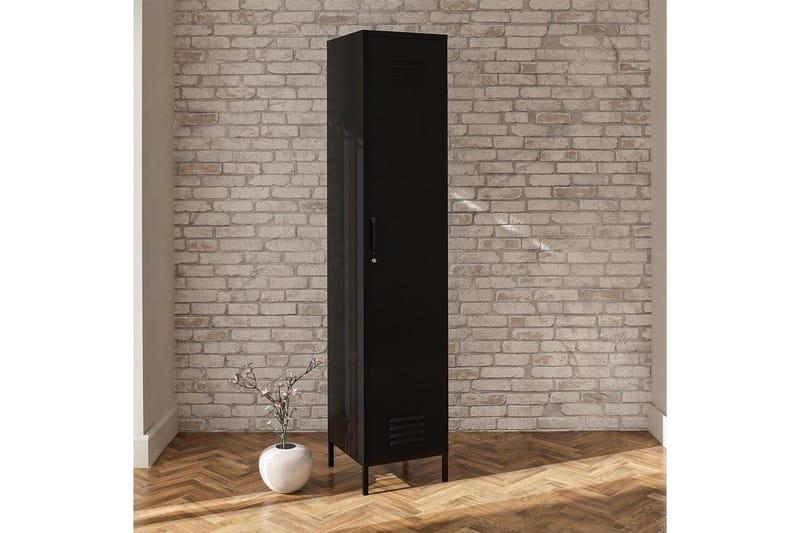 Konsollbord Loft24 Høyskap Mission District 38x40x185 cm, Svart Svart - Møbler - Bord - Avlastningsbord - Gangbord