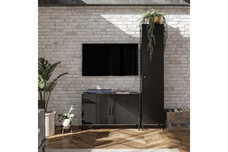 Konsollbord Loft24 Høyskap Mission District 38x40x185 cm, Svart Svart - Møbler - Bord - Avlastningsbord - Gangbord