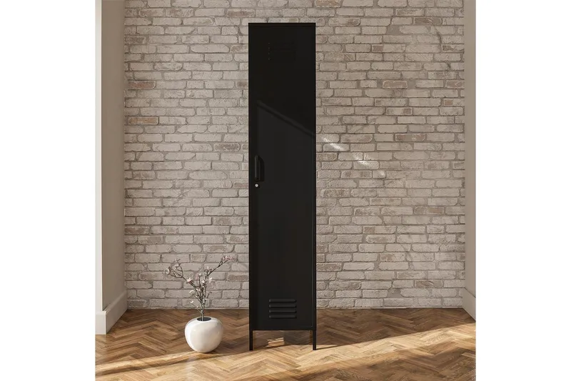 Konsollbord Loft24 Høyskap Mission District 38x40x185 cm, Svart Svart - Møbler - Bord - Avlastningsbord - Gangbord