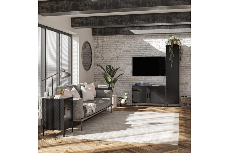 Konsollbord Loft24 Høyskap Mission District 38x40x185 cm, Svart Svart - Møbler - Bord - Avlastningsbord - Gangbord