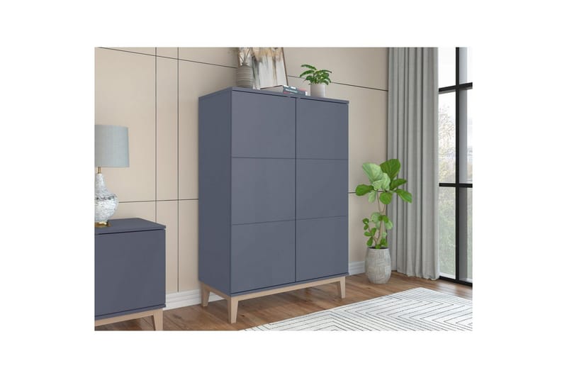 Konsollbord Loft24 Høyskap Pelle Grå/Wotan Eik Grå - Møbler - Bord - Avlastningsbord - Gangbord