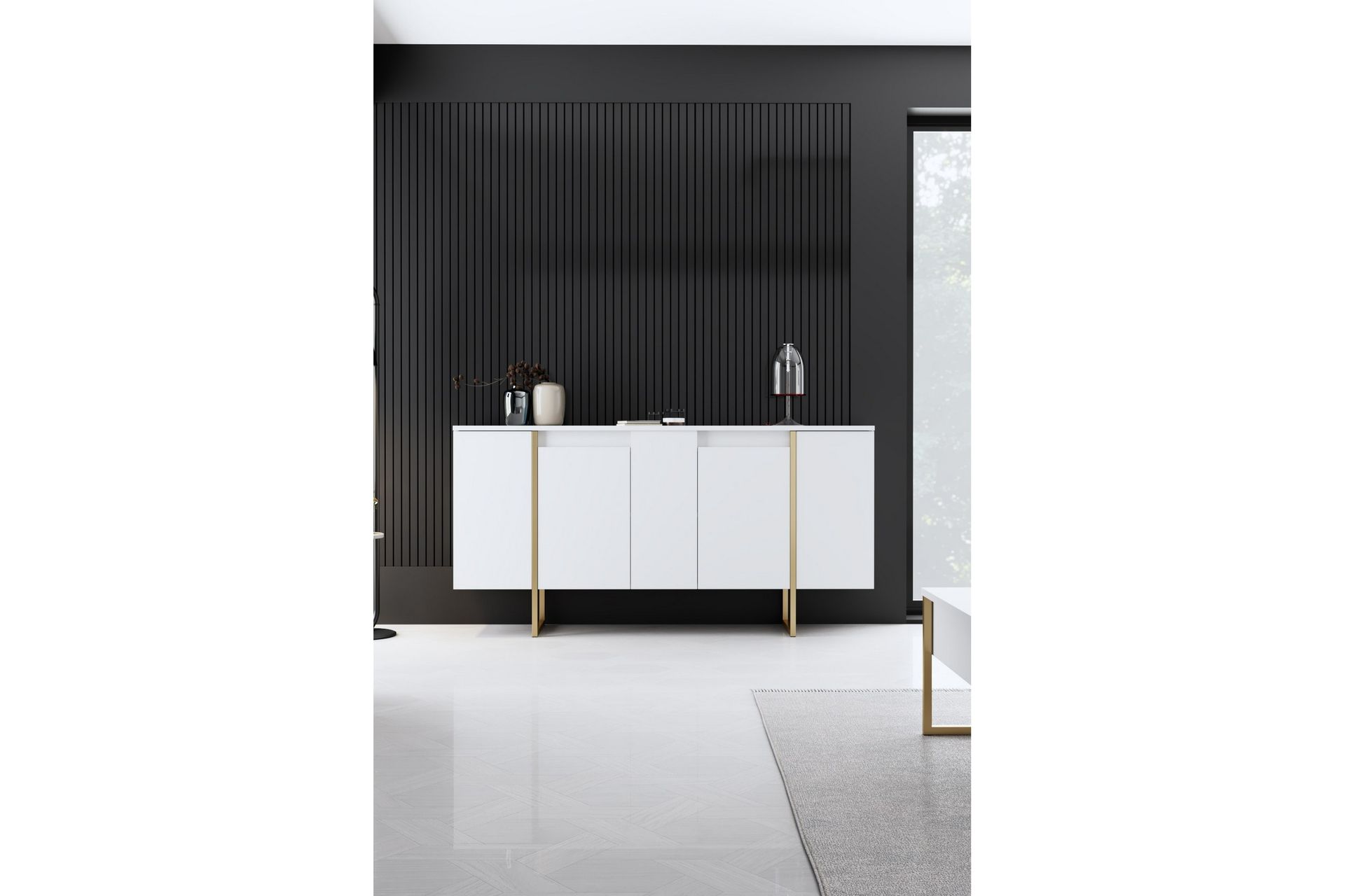 Luxe Konsollbord 160 cm - Vit/Guld - Møbler - Bord - Avlastningsbord - Konsollbord