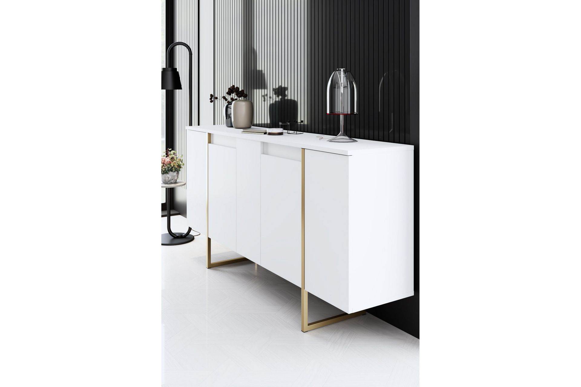 Luxe Konsollbord 160 cm - Vit/Guld - Møbler - Bord - Avlastningsbord - Konsollbord